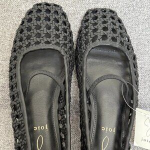 Joie Women Woven Basket Weave Mary Jane Shoes Ballet Flats Black Sz 8 New